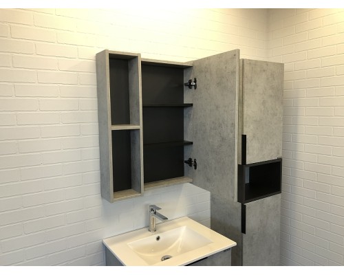 Зеркальный шкаф Comforty Франкфурт 60 00-00004331 Бетон светлый Черное матовое