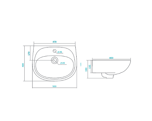 Полукруглая раковина Santek Анимо 50 1WH110496