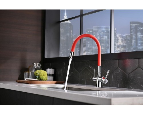 Смеситель для кухни Lemark Comfort Хром Красный