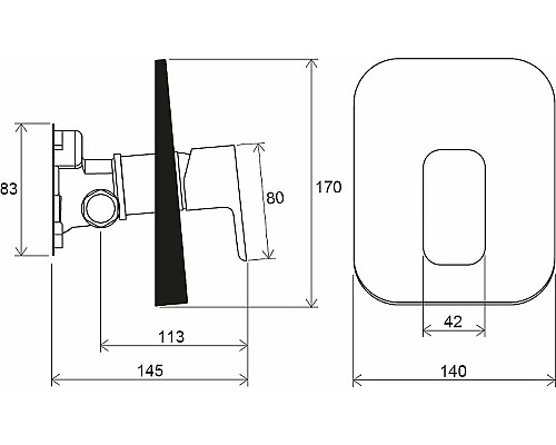 Смеситель для душа Ravak 10° Free-TD F 066.00 X070137 Хром