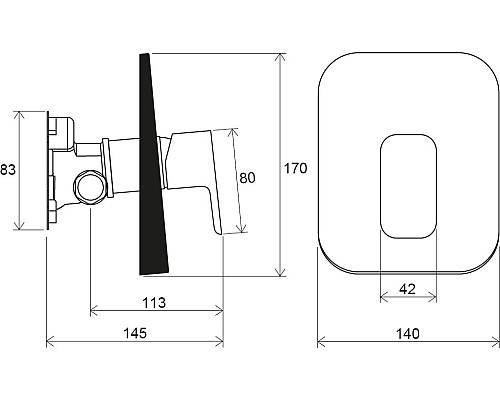 Смеситель для душа Ravak 10° Free-TD F 066.00 X070137 Хром