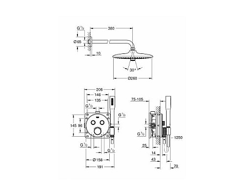 Душевая система Grohe SmartControl 34744000 с термостатом Хром