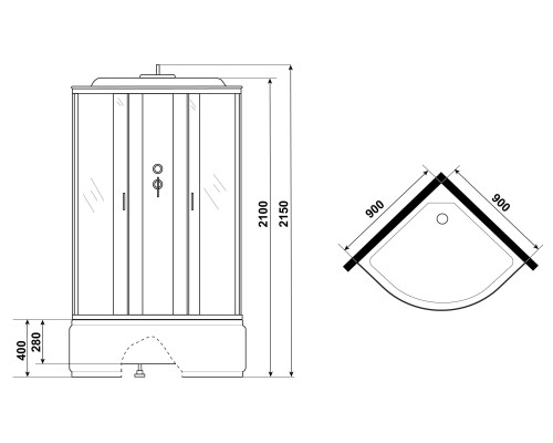 Душевая кабина Niagara Classic 90х90 NG-6708-14P без гидромассажа