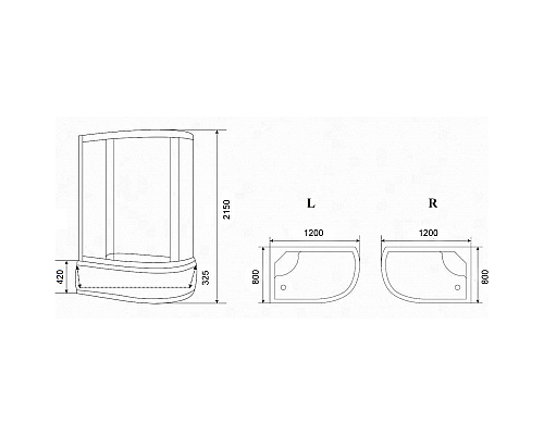 Душевая кабина Parly Classic Эконом 120x80 L EC1221L без гидромассажа