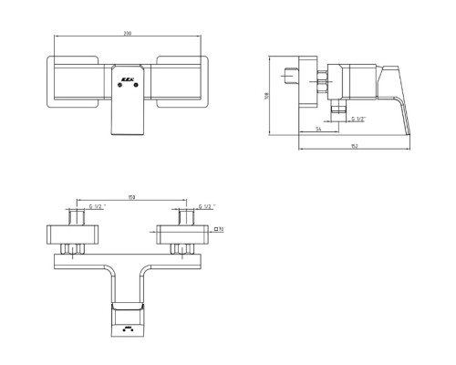 Смеситель для душа E.C.A. Tiera 102154024EX Хром