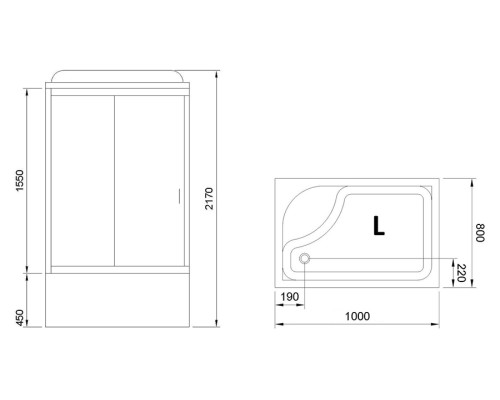 Душевая кабина Royal Bath 100x80 без гидромассажа