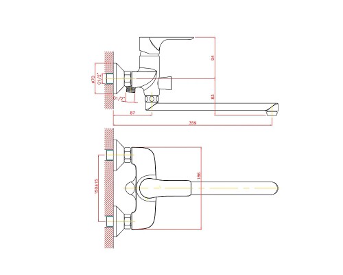 Смеситель для ванны Cron CN22172 Хром