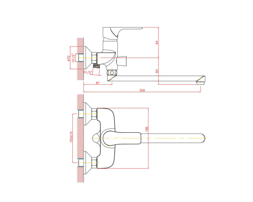 Смеситель для ванны Cron CN22172 Хром