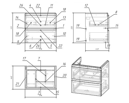 Тумба под раковину Cersanit MODUO 60