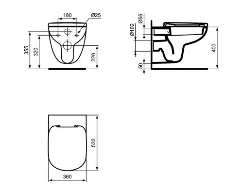 Унитаз Ideal Standard Tempo T331101 подвесной без сиденья