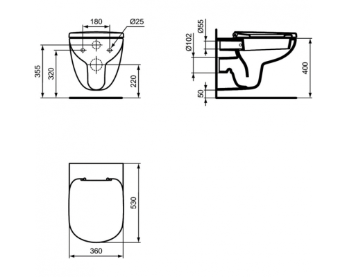 Унитаз Ideal Standard Tempo T331101 подвесной без сиденья