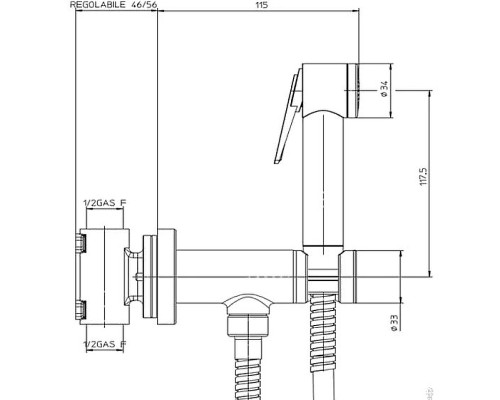 Гигиенический душ со смесителем Bossini E37015B.073 Черный матовый