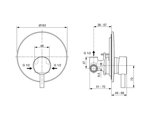Смеситель для душа Ideal Standard Ceraline A6940AA Хром