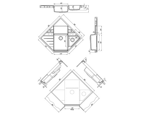 Кухонная мойка Florentina Бомбей-900 20.375.J0900.302 Антрацит