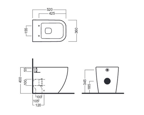 Унитаз Hatria Bianca Y3AL01 приставной без сиденья