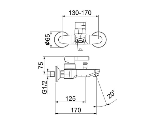 Смеситель для ванны Webert DoReMi DR850102560 черный