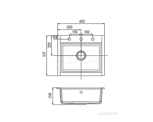 Мойка для кухни Делия 60 прямоугольная песочная Aquaton 1A715232LD220