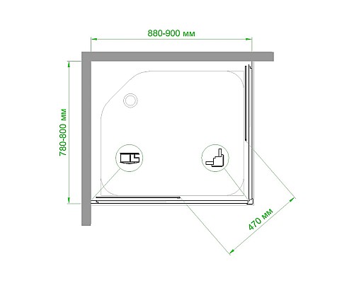 Душевой уголок Royal Bath HPD 90х80 RB8090HPD-C-BL профиль Черный стекло матовое