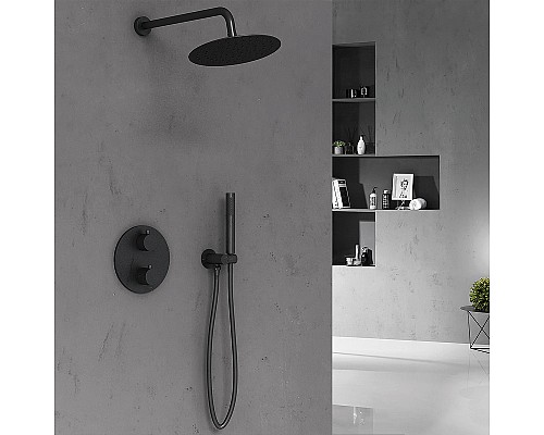 Душевая система Vincea VSFW-101TMB с термостатом Черная матовая