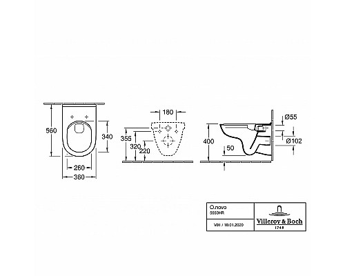 Унитаз Villeroy&Boch O.Novo 5660HR01 подвесной с сиденьем Микролифт