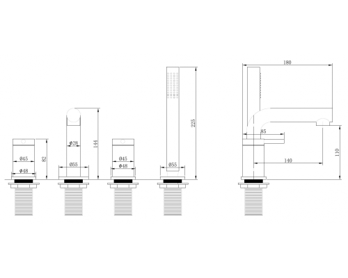 Смеситель на борт ванны Abber Emotion AF8813B Черный матовый