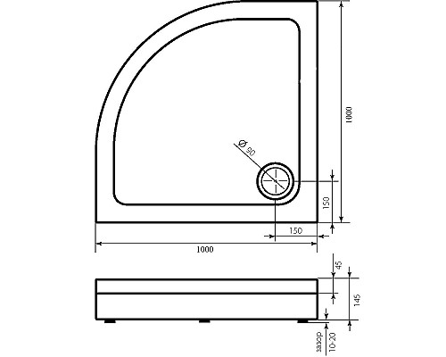 Акриловый поддон для душа Bas Раунд 100х100 ПН00068 Белый