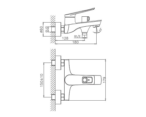 Смеситель для ванны Haiba HB60595 Хром