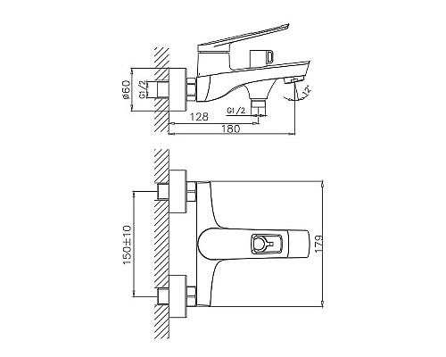 Смеситель для ванны Haiba HB60595 Хром