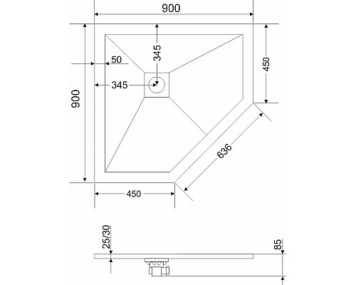 Душевой поддон из искусственного камня RGW STT-0099G 90х90 16155099-02 Графит
