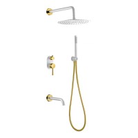 Смеситель встроенный верхний ручной душ, Armadi Art Uno. White Gold