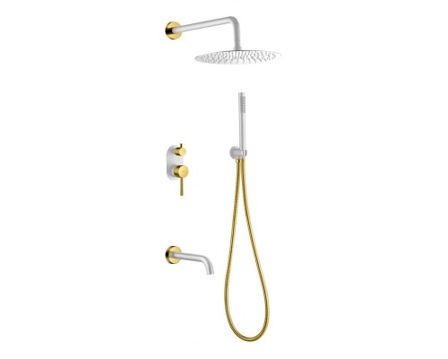 Смеситель встроенный верхний ручной душ, Armadi Art Uno. White Gold