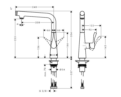 Смеситель для кухни Hansgrohe Metris Select однорычажный 14847000