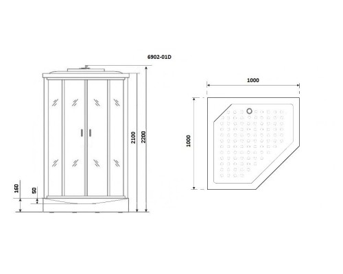 Душевая кабина Niagara Premium NG-6902-01D BLACK 100x100