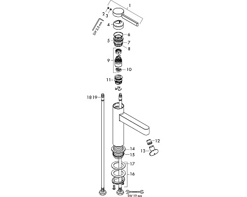 Смеситель для раковины Hansgrohe Finoris 76023670 Черный матовый