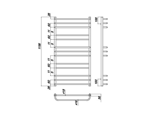 Полотенцесушитель Водяной Ravak Cube 50x100 X04000083669