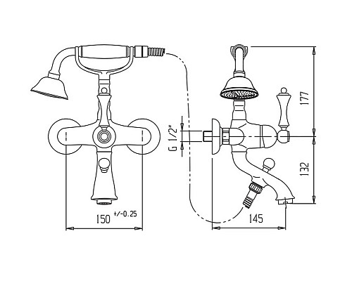 Смеситель для ванны Cezares MARGOT-VDM-03/24-Bi