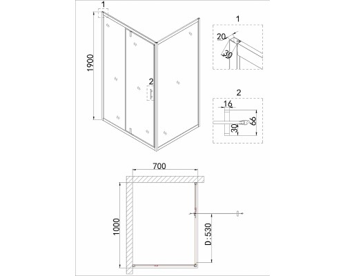 Душевой уголок Niagara Nova 100х70 NG-83-10AB-A70B профиль Черный стекло прозрачное