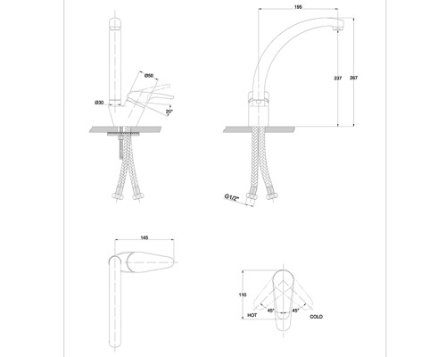 Смеситель для кухонной мойки KAISER County 55244