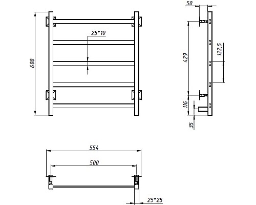 Полотенцесушитель электрический Тругор Пэк20кв/6050