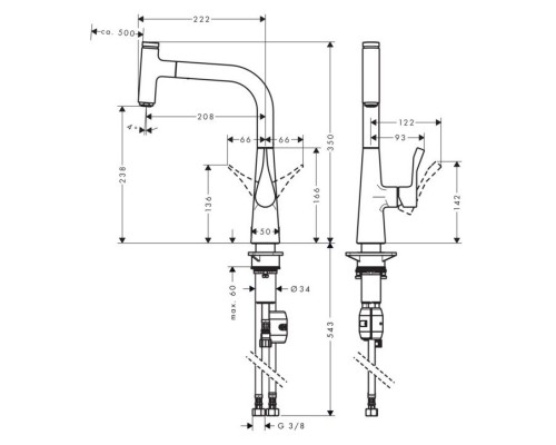 Смеситель Hansgrohe Metris Select однорычажный сталь