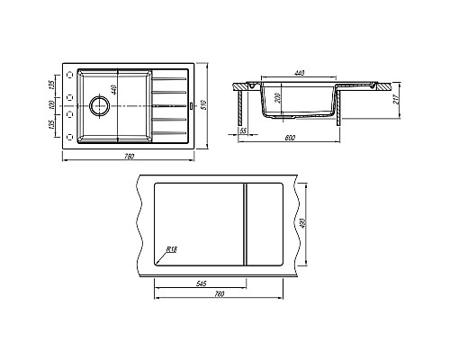 Кухонная мойка Florentina Липси-780Р 20.275.D0780.104 Бежевая