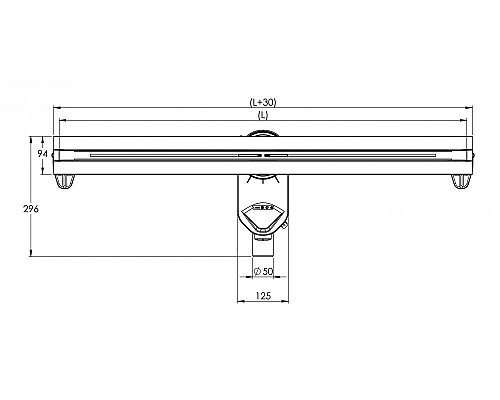 Душевой лоток BERGES SUPER line 650 матовый хром боковой
