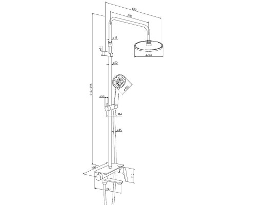 Душевая система Damixa Jupiter 977730300 Черная матовая