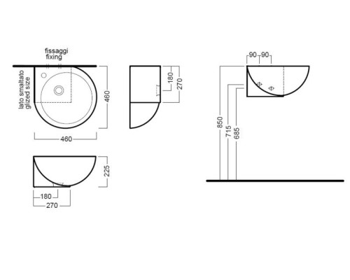 Раковина Hatria You and Me 46 R Y0H701 угловая Белая