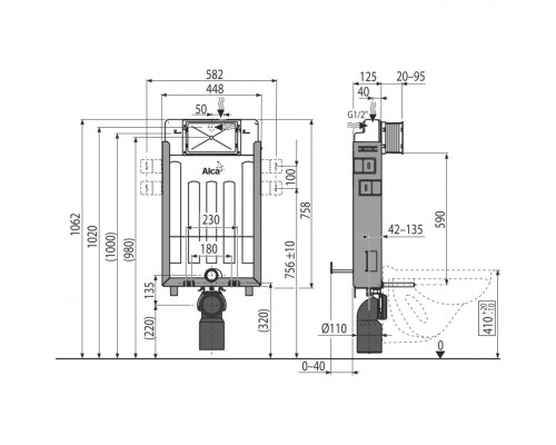 Система инсталляции для унитазов AlcaPlast Renovmodul