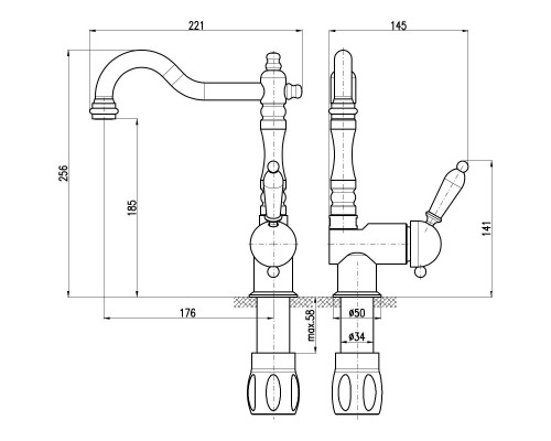 Смеситель для раковины Rav Slezak Labe L008.5/8Z Золото