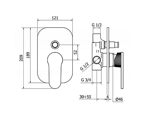 Смеситель для душа Cezares DIANA-VDIM-01