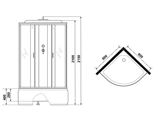 Душевая кабина Niagara Classic 80х80 NG-6707-14P без гидромассажа