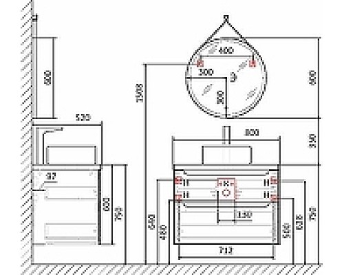 Тумба под раковину Jorno Wood 80 wood.01.80/P/GR подвесная Серая Тумба под раковину Jorno Wood 80 wood.01.80/P/GR подвесная Серая