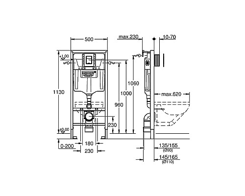 Инсталляция Grohe Solido 38811000 для унитаза с клавишей смыва Хром